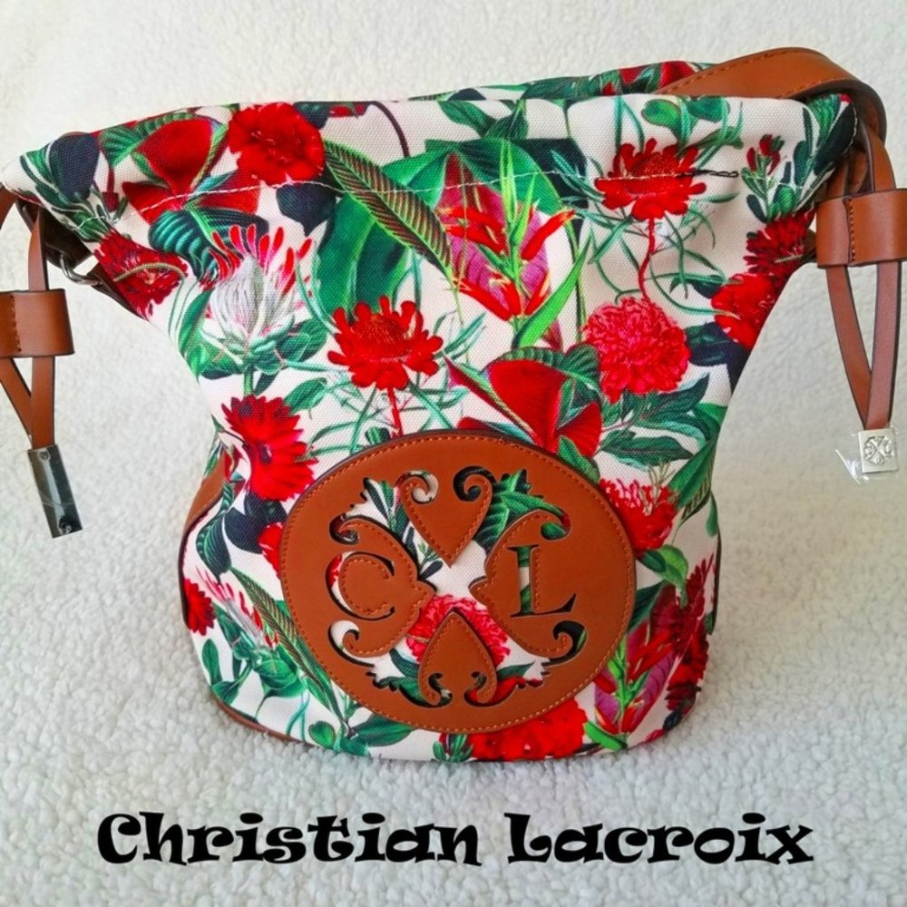 NWT Christian Lacroix Tropical Print Bucket Bag